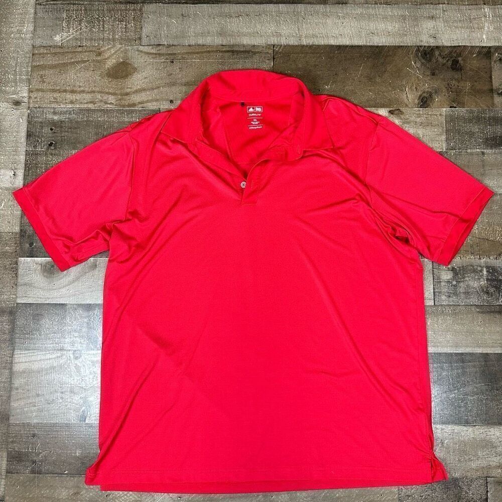 Adidas Men’s Size 2XL ClimaLite Athletic Golf Polo Shirt Red Short Sleeve